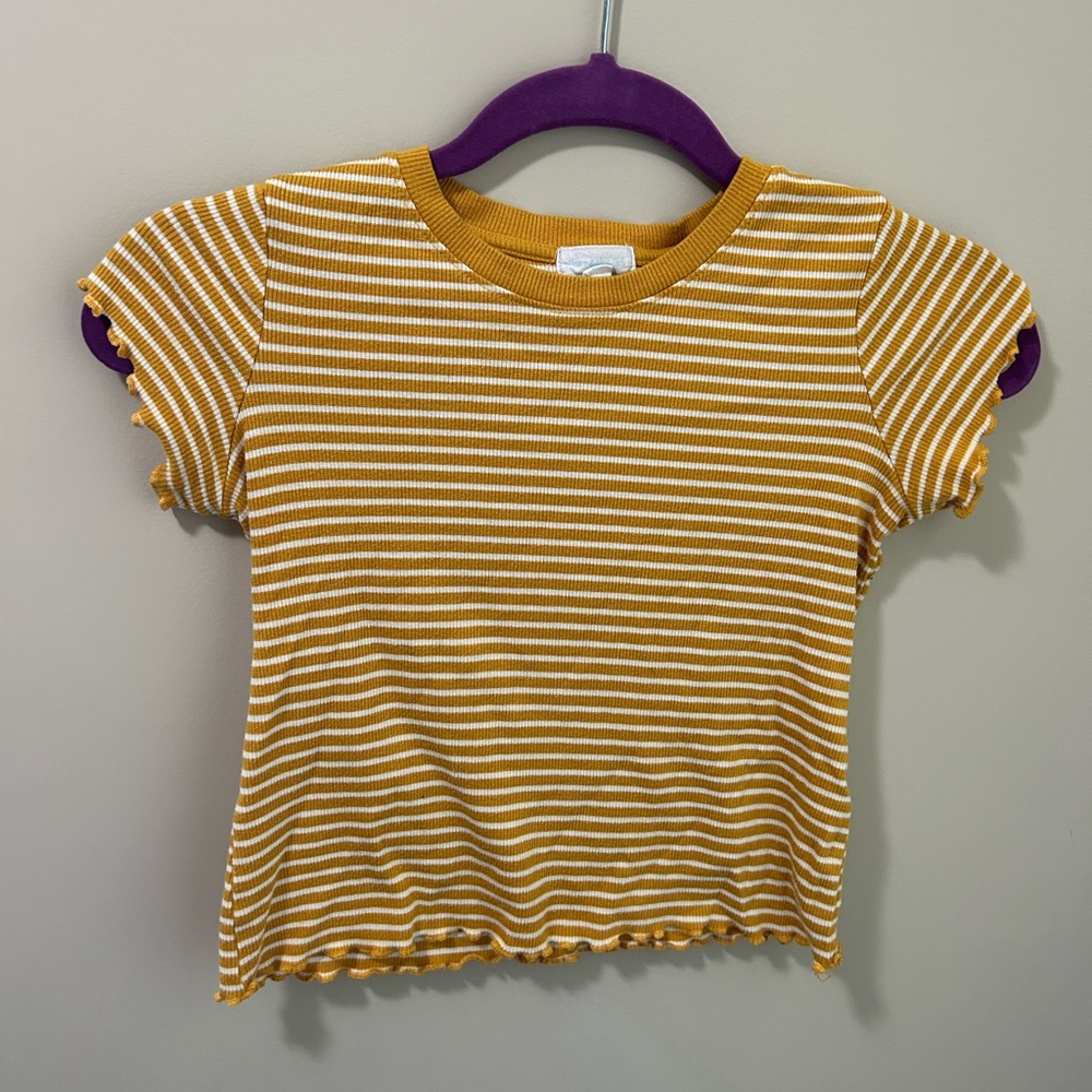 Mustard and White colored Stripped Tee